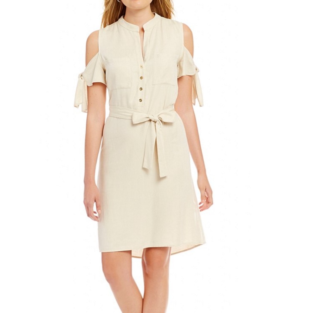 Antonio Melani Brick Cold Shoulder Twill Dress